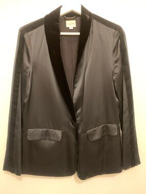 100% Silk Blazer with Velvet Trim